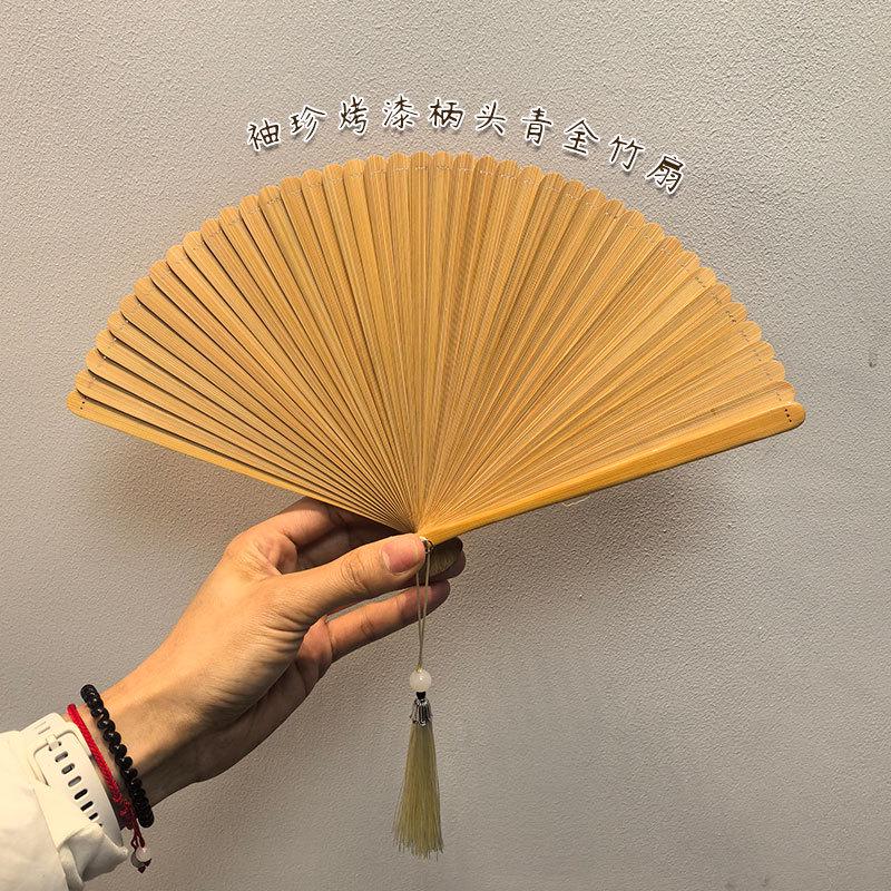 Mini Retro Bamboo Folding Fan - Chinese National Style Qipao Design