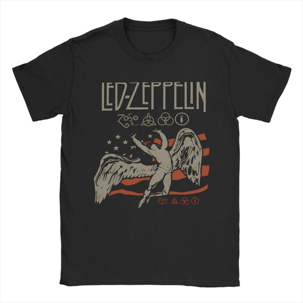 The Mother Ship Led Zeppelin TShirts Men  Vintage 100 Cotton Tees Round Collar Short Sleeve T Shirts Plus Size Tops