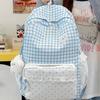 Schoolbag wholesale small fresh plaid lace backpack daily versatile large capacity going out commuting student schoolbag backpack