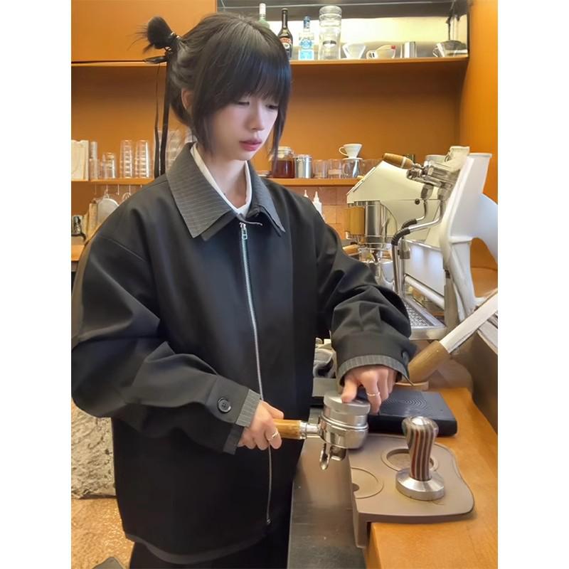 

American Style Patchwork Two-Piece Faux Jacket for Men - Spring High-End Lapel Design S чорний