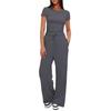 2026 European & American Women's Two-Piece Casual Set: Ruffled Short-Sleeve Top & Wide-Leg Pants