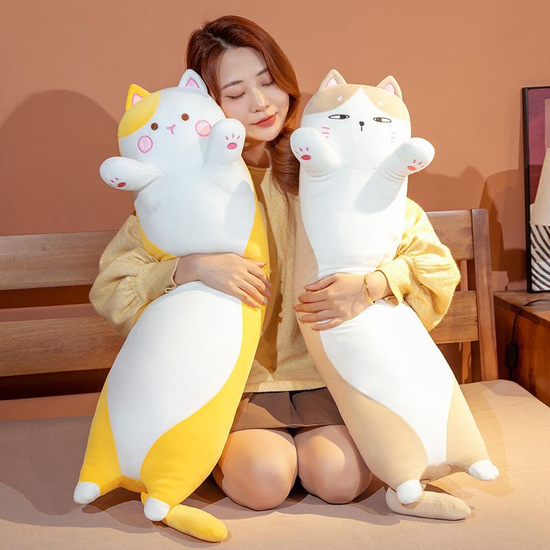 Cute Chubby Cat Throw Pillow Plush Toy Doll Kitten Doll Girl Bed Sleeping Leg Long Pillow