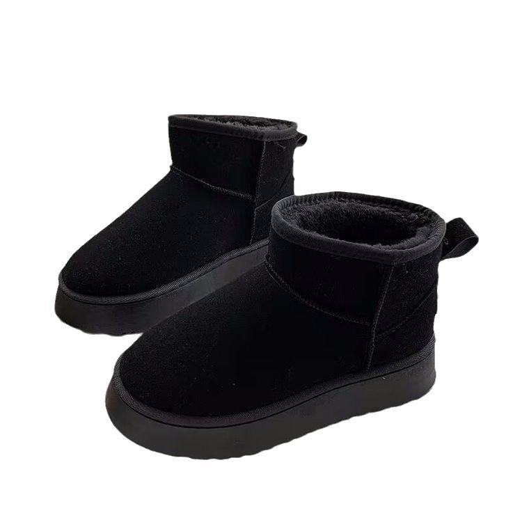 Snow boots winter velvet thickened Zhou Dongyu integrated with fur short tube thick sole heightening cotton boots