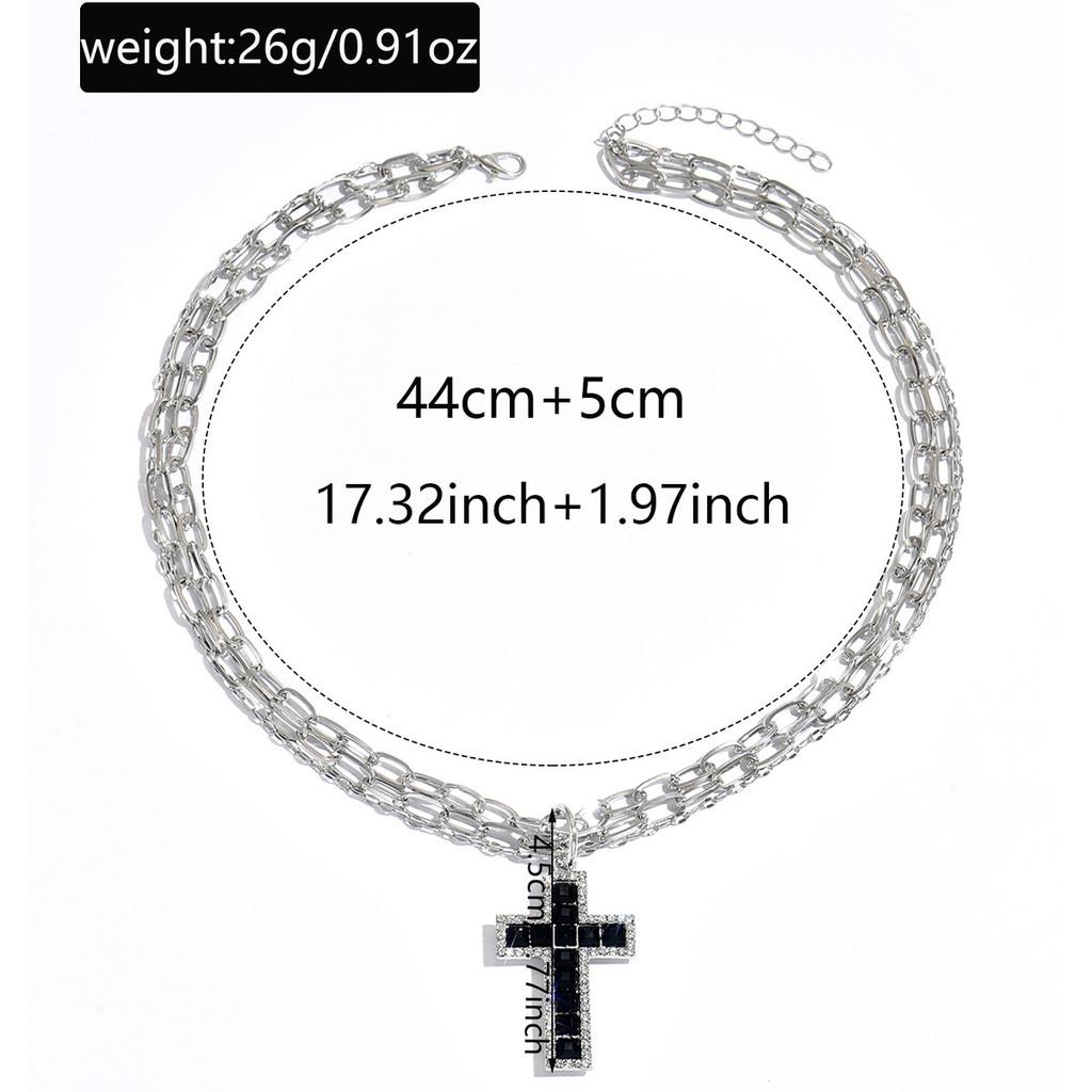 Gothic Cross Pendant Necklace With Geometric Alloy Chain For Men And Women