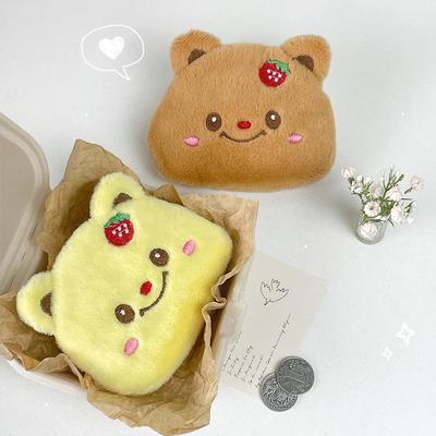 Cartoon Strawberry Bear Coin & Card Purse for Kids - Small Storage Bag with Pendant