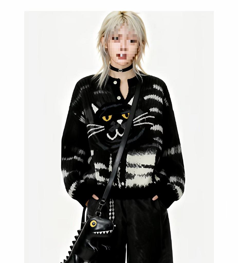 Faules Katzenpaar 2026 Herbst/Winter Weicher Strick-Cardigan für Damen und Herren