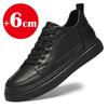 Men's Genuine Cowhide Leather Elevator Sneakers, 6cm Height Increase Lift Shoes, Designer Breathable Casual Taller Footwear