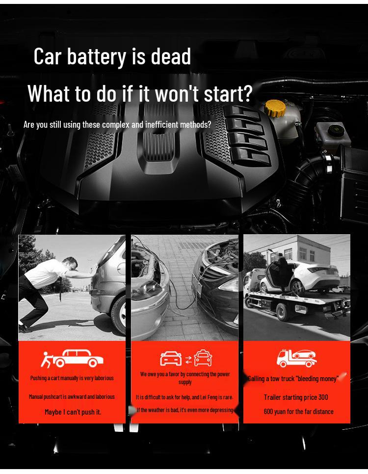 High-Capacity Air Pump & Car Emergency Jump Starter Power Bank