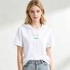 Women Hooded Short Sleeve T-Shirt Women Butterfly Print Drawstring Loose Casual Hoodie Top