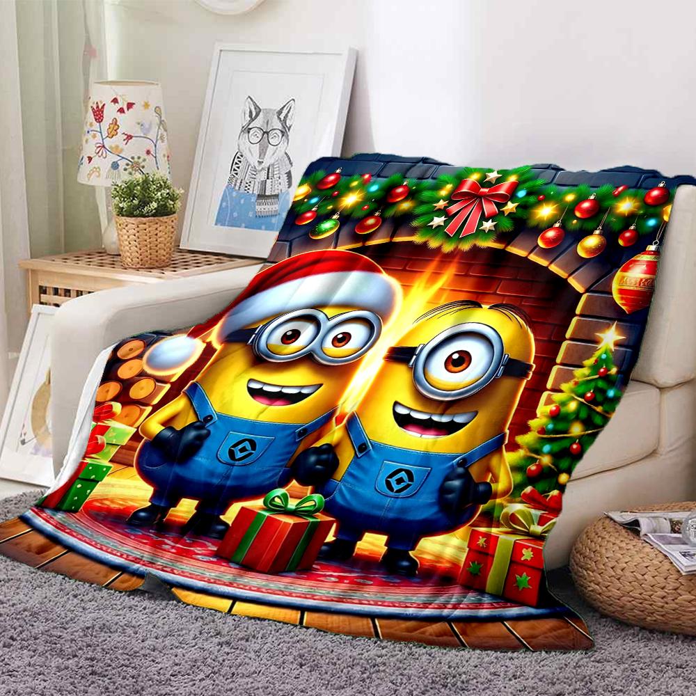1Pc Christmas Minions Celebration Blanket Soft And Comfortable Casual Warm Camping Travel Christmas Halloween Gift M91751