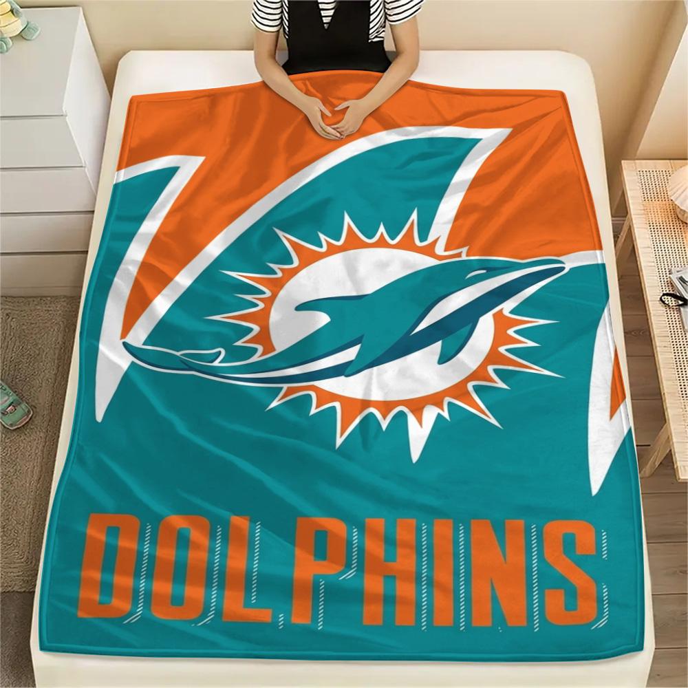 Miami Dolphins Print Flannel Blanket High Quality Warm Comfortable Cover for All Seasons Perfect for Gifts Home Decor