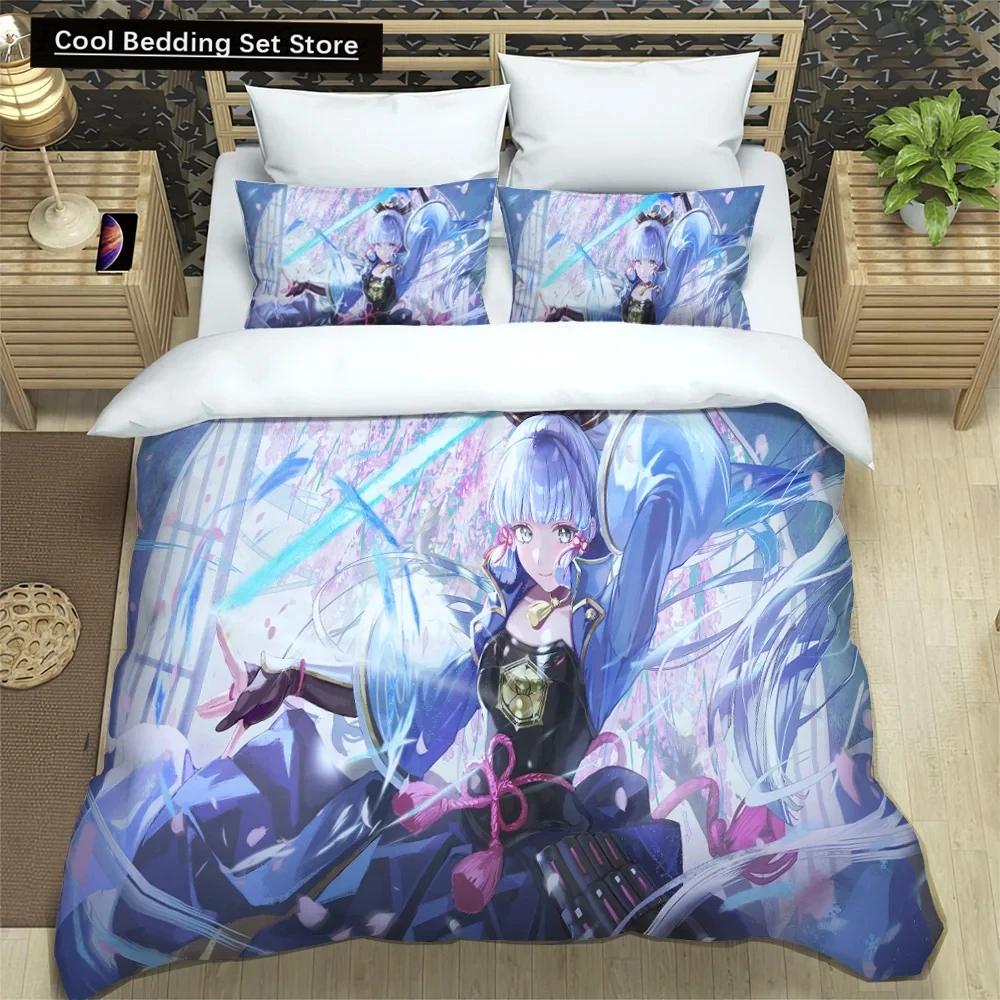 3D Anime Genshin Impact Bedding Set,Duvet Cover Comforter Bed Set Quilt Cover Pillowcase,King Queen Twin Size Boys Girls Adults