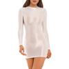 Glänzende Damenkleider, langärmelig, figurbetontes Kleid, Nachtwäsche, dehnbar, Stehkragen, enge Partykleider
