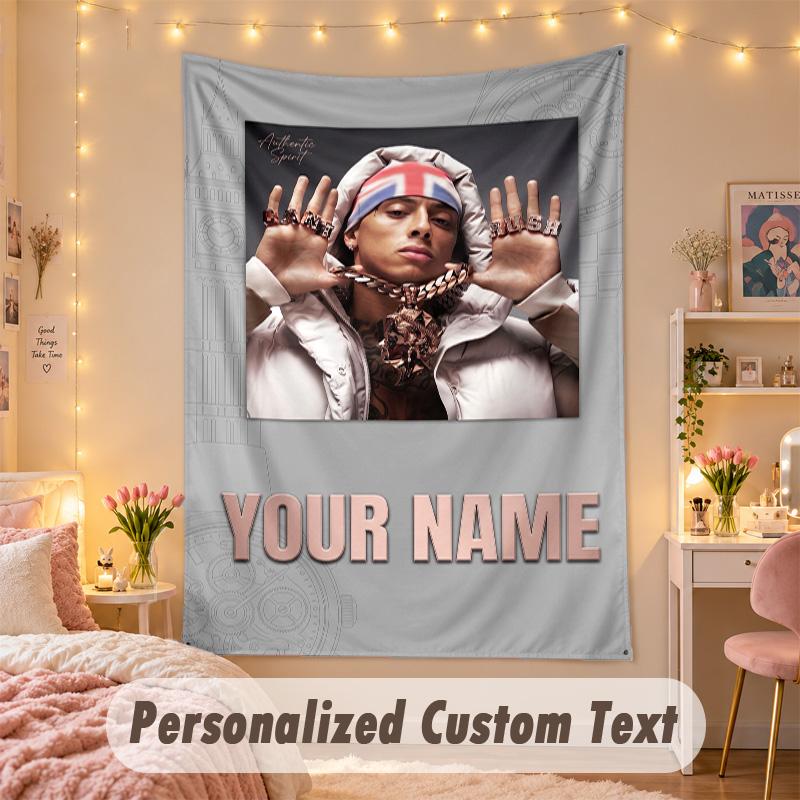 Custom Personalized Tapestry,Central Cee Print Custom Name Text Wall Art Hanging for Bedroom