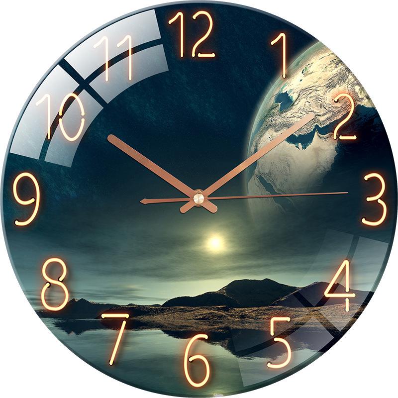 Modern European Silent Quartz Wall Clock - 30cm Glass Design for Living Room or Bedroom