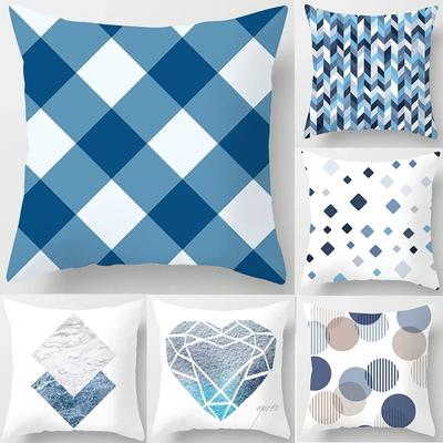 Blue Plaid Decorative Pillowcase Car Ornaments Office Living Room Sofa Home Pillowcase