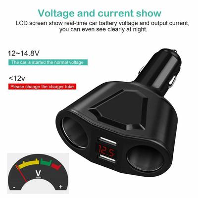 Încărcător USB dublu Adaptor de alimentare Splitter priză LCD pentru mașină DC 12V