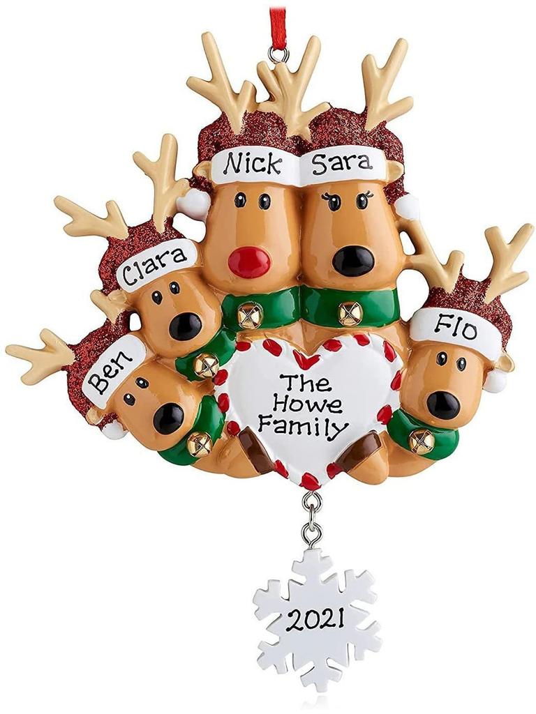 Charming Christmas Reindeer Heart Snowflake Resin Decoration Set For Festive Cheer