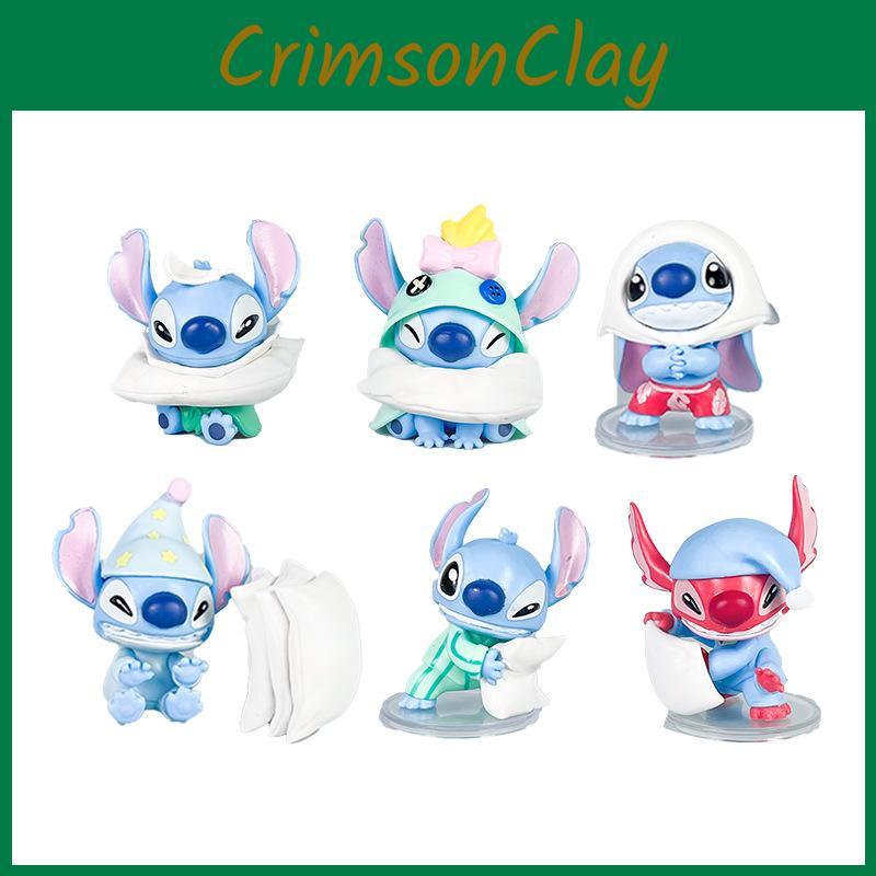 6 Pcs Stitch Sleepwear Pillow Design Mini Model Desktop Ornament Decor Set For Kids And Fans