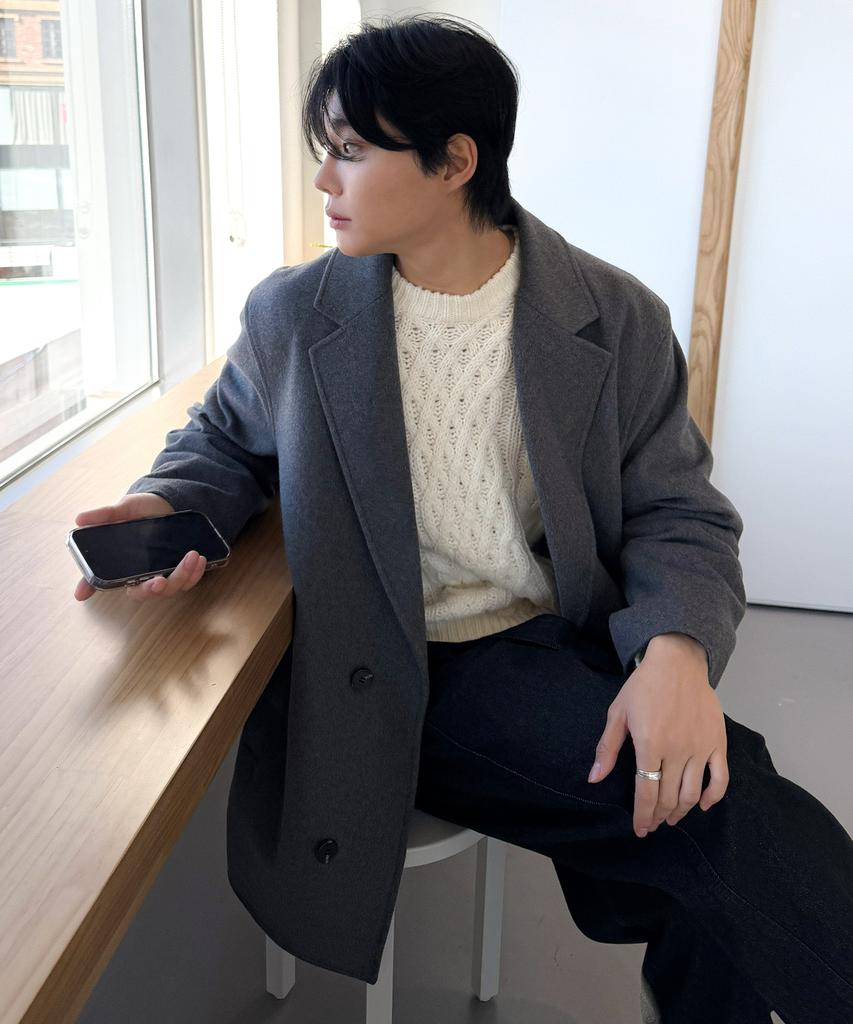 Plac Minimal Pea Coat Charcoal