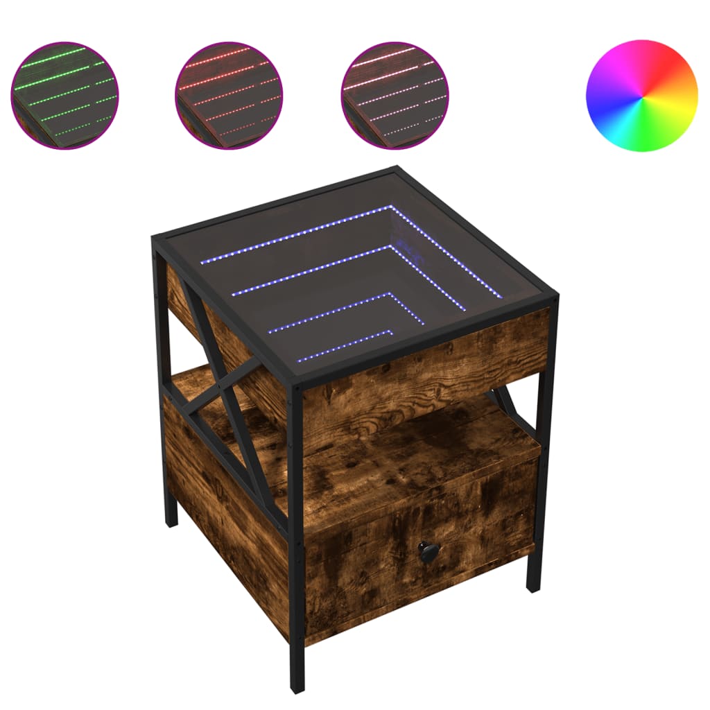 Infinity LED Coffee Table in Smoked Oak 40x40x51 cm