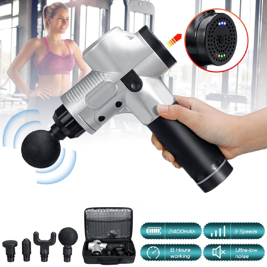 4 Heads High Frequency Vibrating Electronic Therapy Body Massage Guns Massage Guns Set Body Relaxing Guns Pain Relief 110-240V
