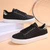 Sneakers Women's Lace-Up Round Toe Casual Shoes with Gold Accents