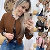 T-shirt de baseball à manches longues pour femme Veste zippée Veste de baseball Veste décontractée
