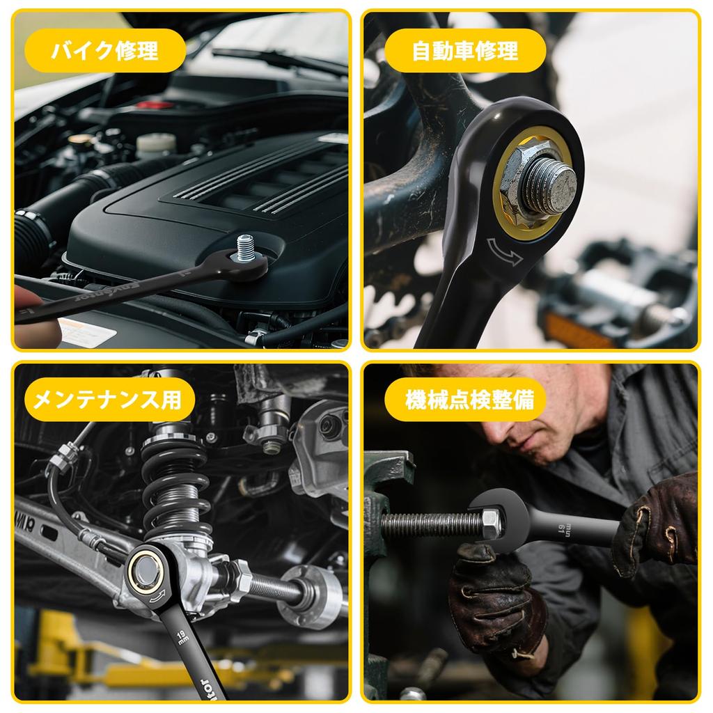 Enventor Flex Ratchet Wrench Set with Swivel Ratchet Dedicated and Storage Pouch 14-Piece Combination, Dual-Use Head, Pocket, (Black)