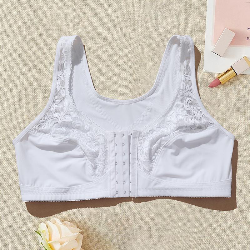 Women Plus Size Bra Full Coverage Lace Lingerie Wireless Front Closure Bras Comfortable Underwear for Mother Vests Tops
