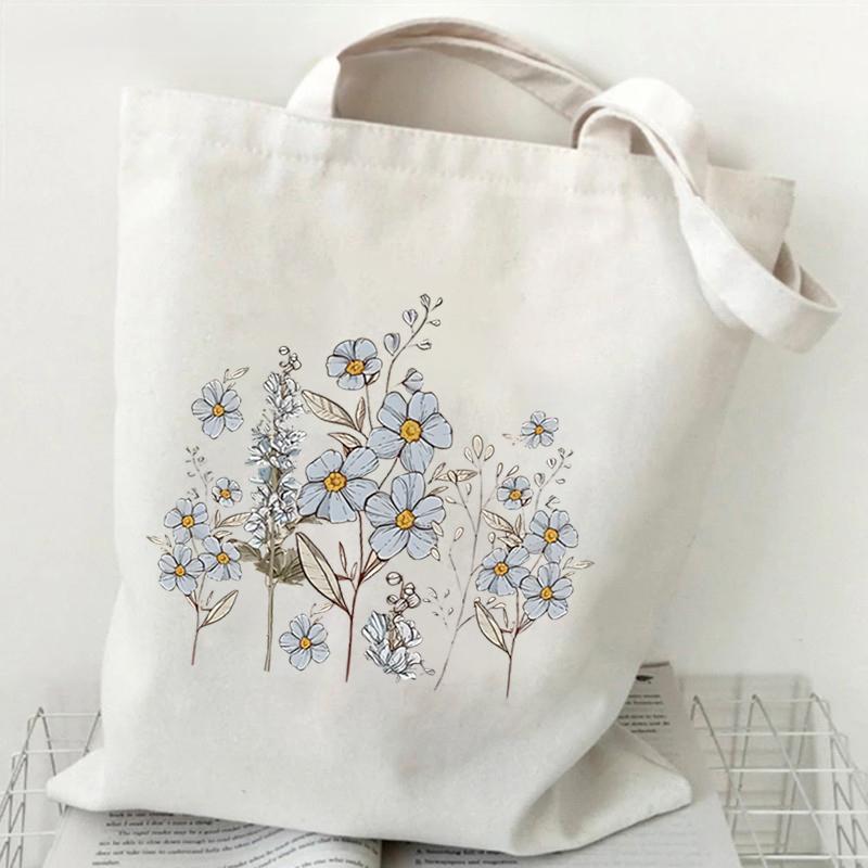 

Винтажный стиль Полевой цветок Графический Холщовая Сумка-тоут Женская Эстетическая Сумка Для Покупок Цветочные Повседневные Подарки Учителям Растение Сумка Через Плечо фиолетовый