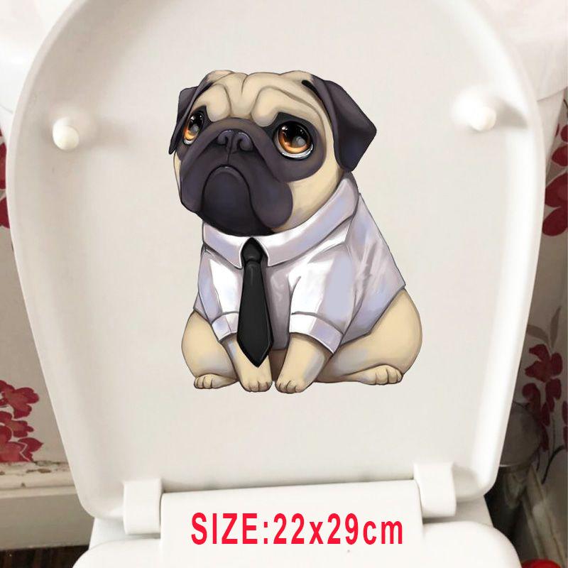 

Милые наклейки на сиденье унитаза с изображением собак, самоклеящиеся наклейки с животными, украшение для туалета, водонепроницаемая наклейка чёрный