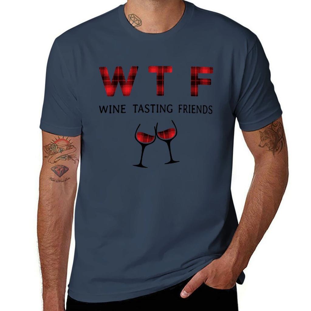 WTF Wine Tasting Friends Funny Drinking TShirt Sporty Breathable Short Sleeve TShirt