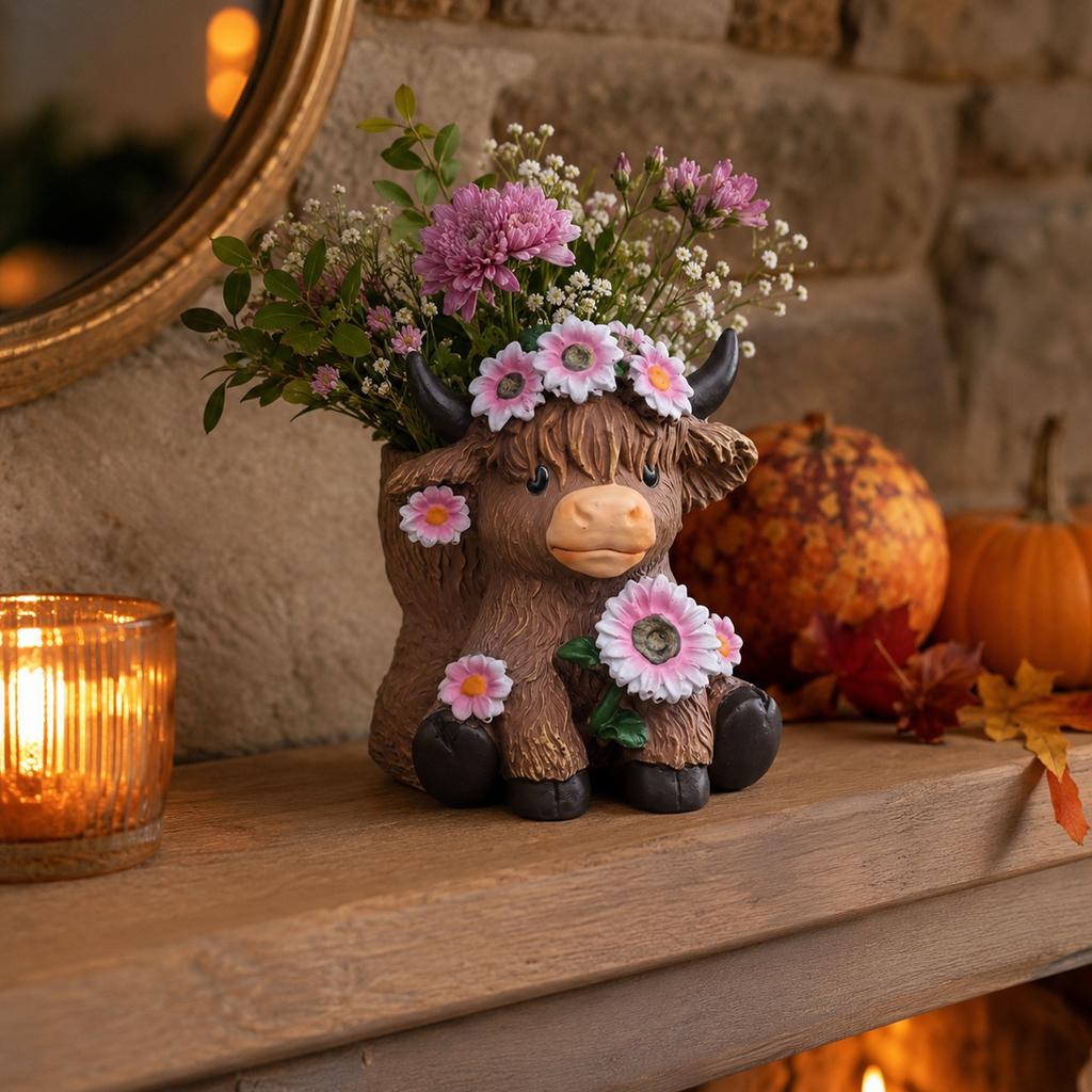 Home Decor Resin Cow Figurine Set Creative Small Statue for Shelf Table