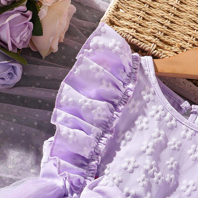 Rochii noi de vară pentru fete 2025 Dulci fluturi plasă floare 3d fără mâneci rochii de prințesă pentru copii