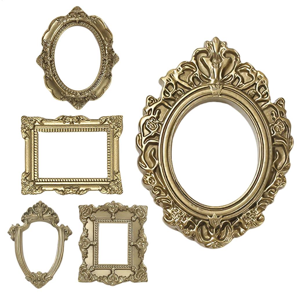 Hot Mini Vintage Picture Frames 5 Pieces Gold Antique Photography Decor Christmas Wall Photo Frames For Photography Decor Wall