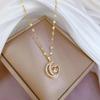 Exquisite Zircon Moon & Heart Women's Clavicle Necklace