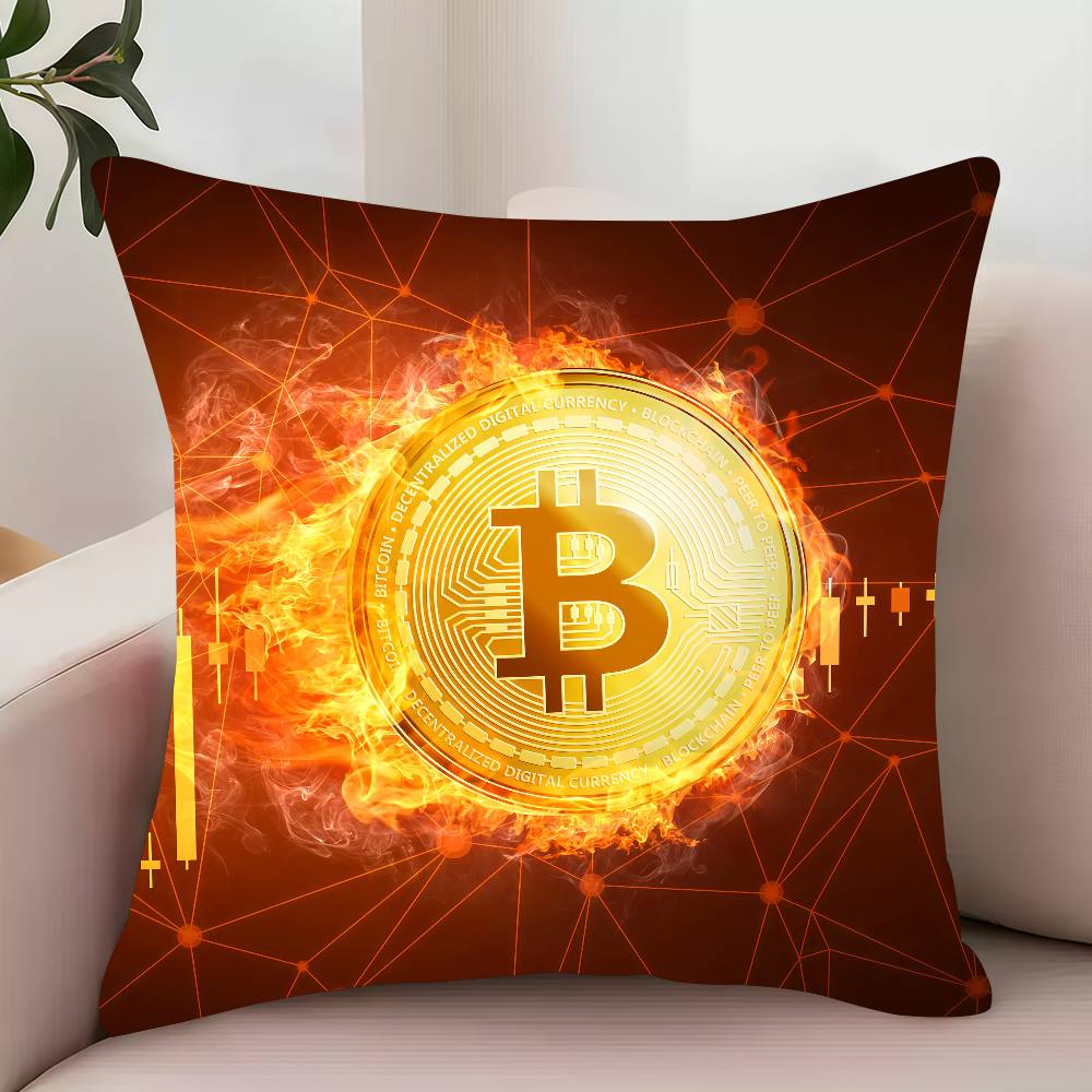B-Bitcoin Fashion Luxury Pillow Case Decor Protective Covers Comfortable Soft for Sofa Living Room Home Office