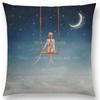 Latest Mysterious Imagine Animals Cushion Cover Forest Raven Fantasy Clouds Sky Moon Stars Earth Dream Girl Prints  Pillow Case