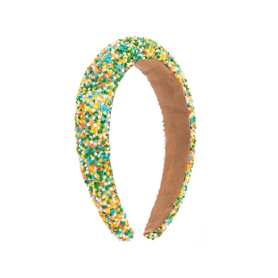 Women's Hair Band Wide Edge Headband Fabric Sponge Colorful Rice Beads Sequins Hair Accessories Party Headwear Accessories