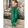 Pantaloni Harem da Donna Taglie Forti in Cotone e Lino Pantaloni Casual Retro a Vestibilità Larga Vita Elastica Pantaloni a Gamba Larga da Lavoro