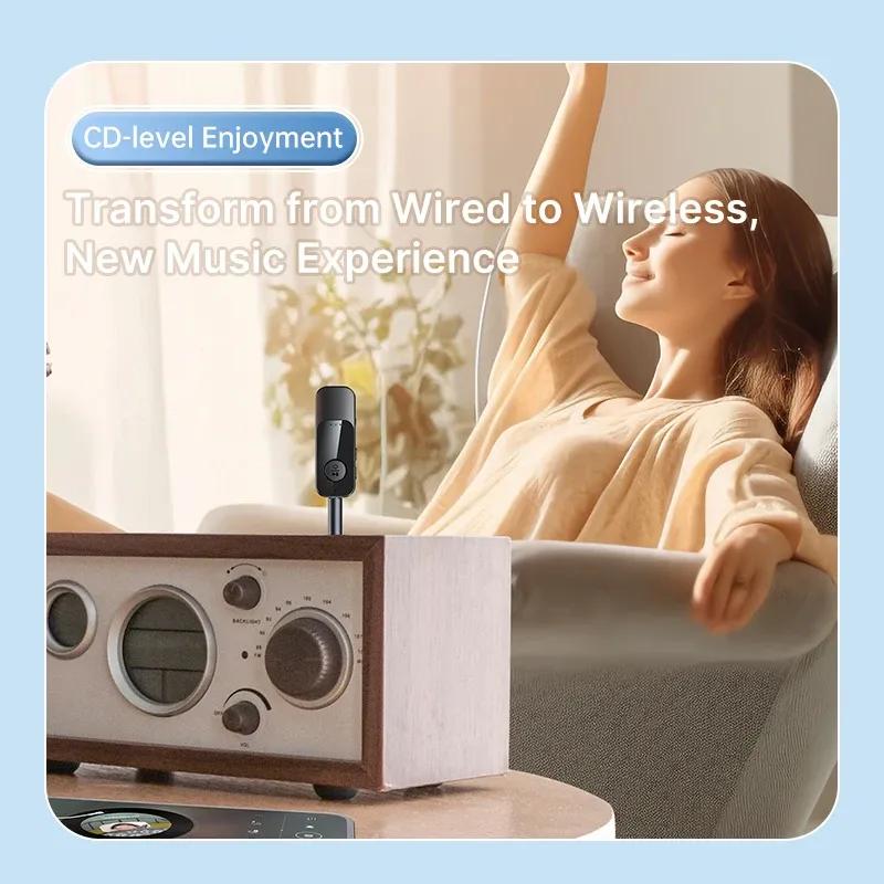 2 In 1 Wireless Bluetooth 5.3 Receiver Transmitter Adapter 3.5mm TF Jack For Car Music Audio Aux Headphones Reciever Handsfree