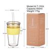 450ml Tritan Straw Cup Water Bottle Coffee Mug with Sleeve Portable Drinkware for Home/Office (No FDA, BPA-Free)
