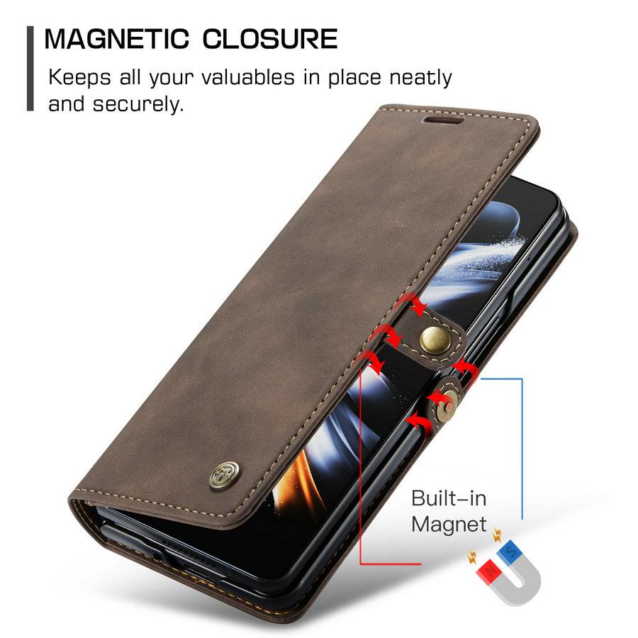 CaseMe Luxury Crazy Horse Design Kickstand Flip Leather Wallet Cover for Samsung for Galaxy Z Fold 4 Business Style Mobile Phone