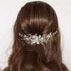 Summer Silver Leaf Bride Female Headdress Wedding Jewelry New Rhinestone Side Clip Accessories High-end Headdress