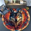 Wolfsgeist Runder Teppich, Teppich für Wohnzimmer Schlafzimmer Sofa Spielzimmer Dekor, Rutschfeste Bodenmatte