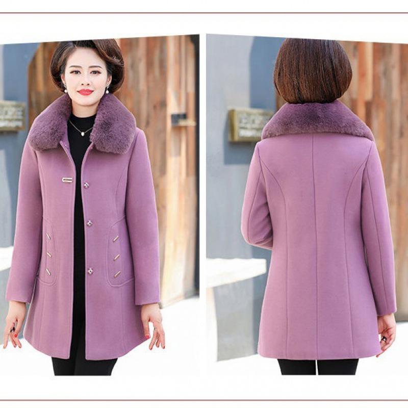 Palton de lână de iarnă de lungime medie pentru mamă - Larg, la modă și extra gros pentru femei