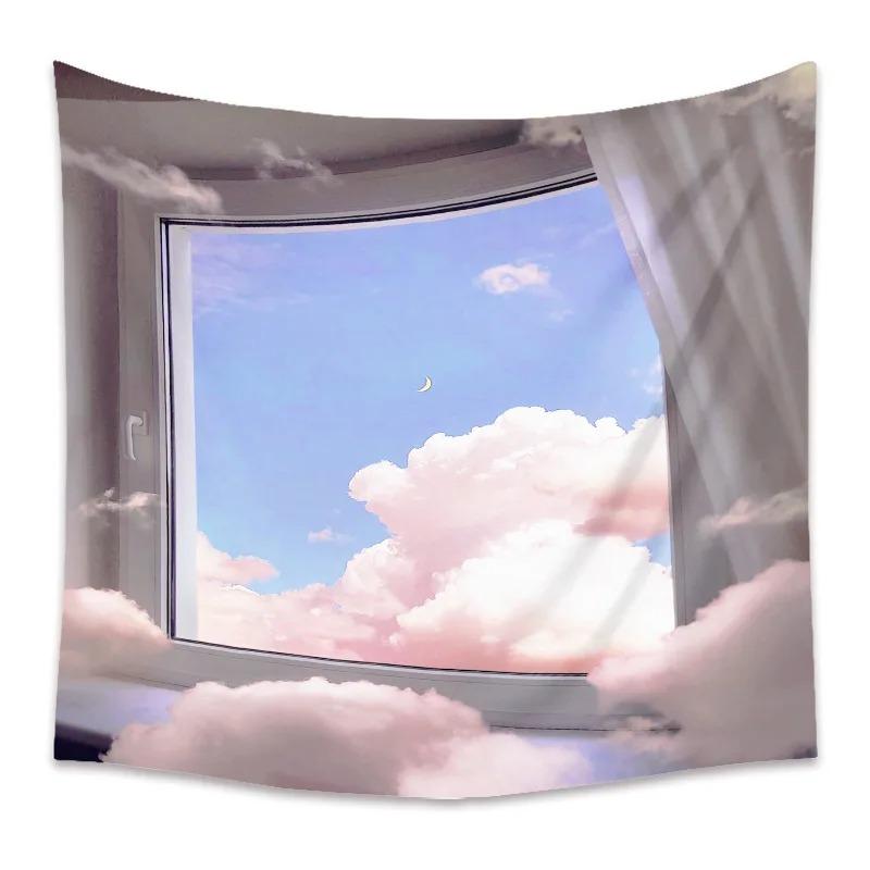 Window Scenery Background Hanging Cloth Bedroom Living Room Tapestry Home Wall Decoration Tapestry