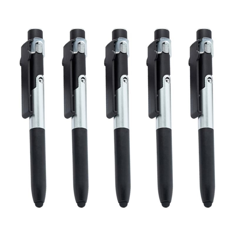 5 Stück Mehrzweck-Kugelschreiber mit Stylus, LED-Licht, faltbarem Handyhalter, Geschäftsgeschenk-Stift für Büropersonal