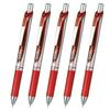 PENTEL EnerGel Gel Ballpoint Silver 5 Pens Pen, Retractable, 0.3mm, Barrel, XBLN73-B, Red,